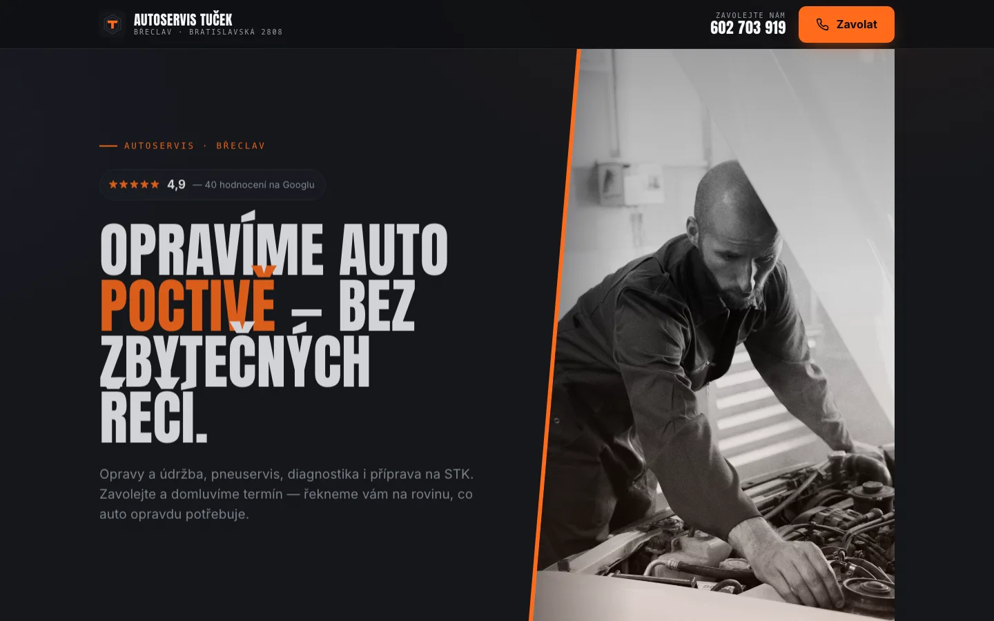 Ukázka webu pro autoservis